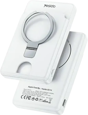 Yesido YP73 15W Wireless 5000mAh Power Bank Magsafe with Card Holder - White