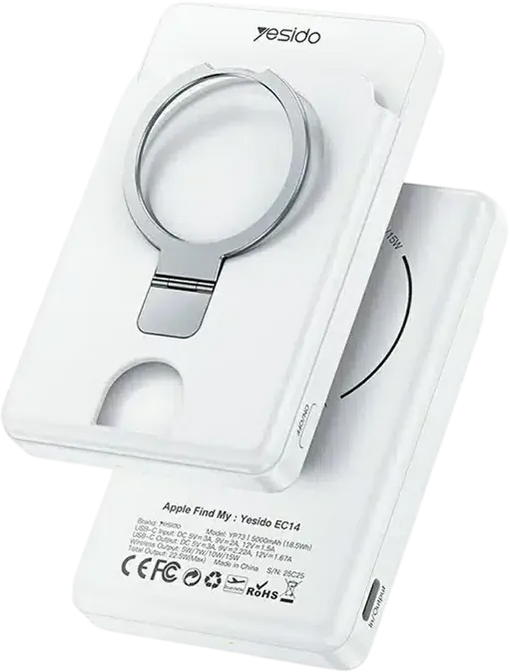Yesido YP73 15W Wireless 5000mAh Power Bank Magsafe with Card Holder - White  for sale in Egypt from Games2Egypt
