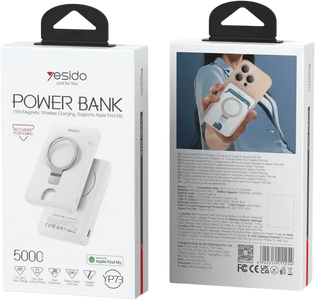 Yesido YP73 15W Wireless 5000mAh Power Bank Magsafe with Card Holder - White  for sale in Egypt from Games2Egypt
