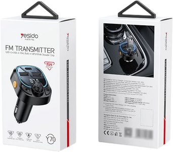 Yesido Y70 BT5.3 3-Device Car Charger FM Transmitter  for sale in Egypt from Games2Egypt