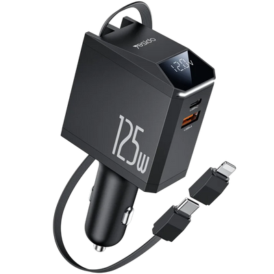 Yesido Y71 125W Type-C + 8 Pin Retractable Cable 4 in 1 Car Charger