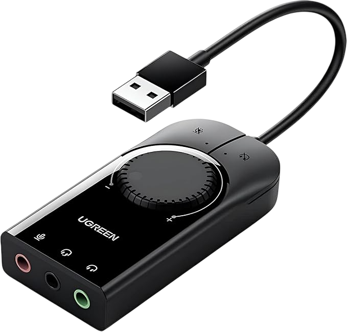 UGREEN CM129 USB Audio Adapter 3.5mm Sound Card - Black  for sale in Egypt from Games2Egypt