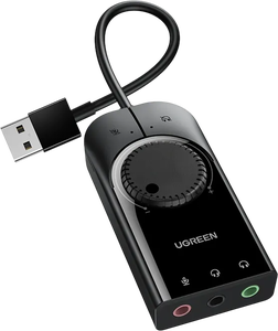 UGREEN CM129 USB Audio Adapter 3.5mm Sound Card - Black -  for sale in Egypt from Games2Egypt