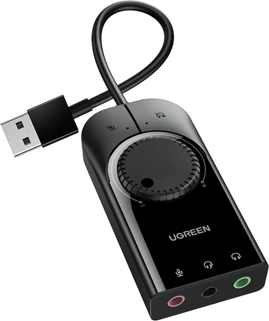 UGREEN CM129 USB Audio Adapter 3.5mm Sound Card - Black  for sale in Egypt from Games2Egypt