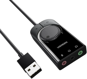 UGREEN CM129 USB Audio Adapter 3.5mm Sound Card - Black  for sale in Egypt from Games2Egypt
