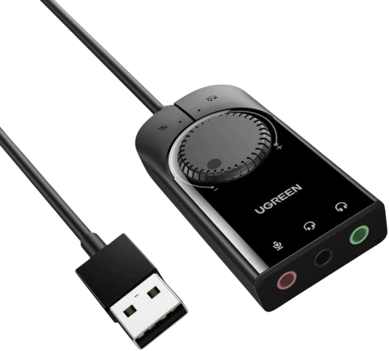 UGREEN CM129 USB Audio Adapter 3.5mm Sound Card - Black  for sale in Egypt from Games2Egypt