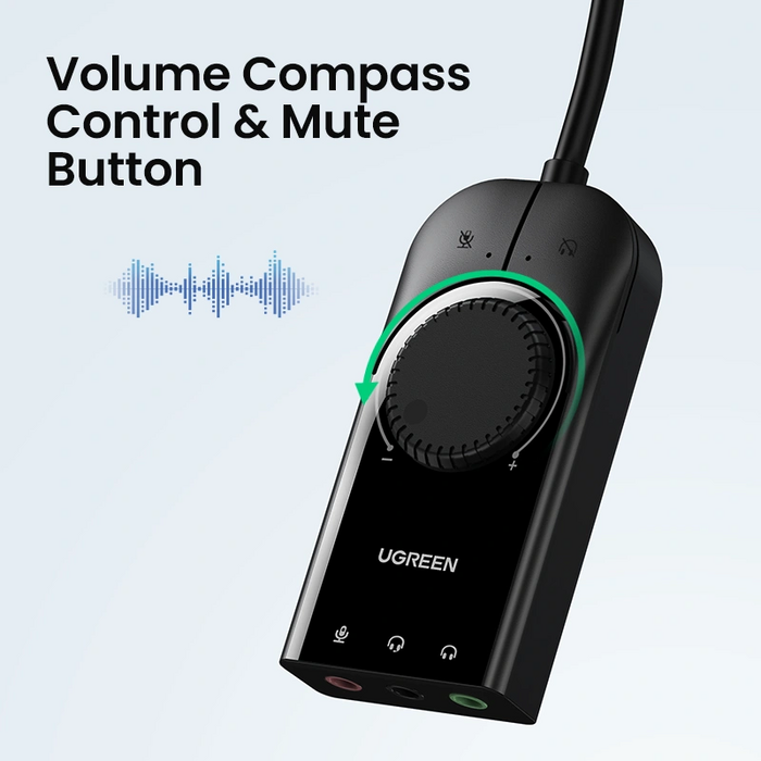 UGREEN CM129 USB Audio Adapter 3.5mm Sound Card - Black  for sale in Egypt from Games2Egypt