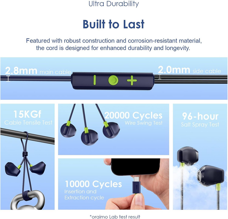 Oraimo Halo Airy OEP-650 In-Ear Wired Type C Earphone - Blue  for sale in Egypt from Games2Egypt