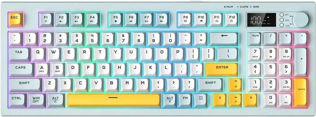 ONIKUMA G80 Tri-Mode RGB Gaming Membrane Keyboard - Grayish Blue