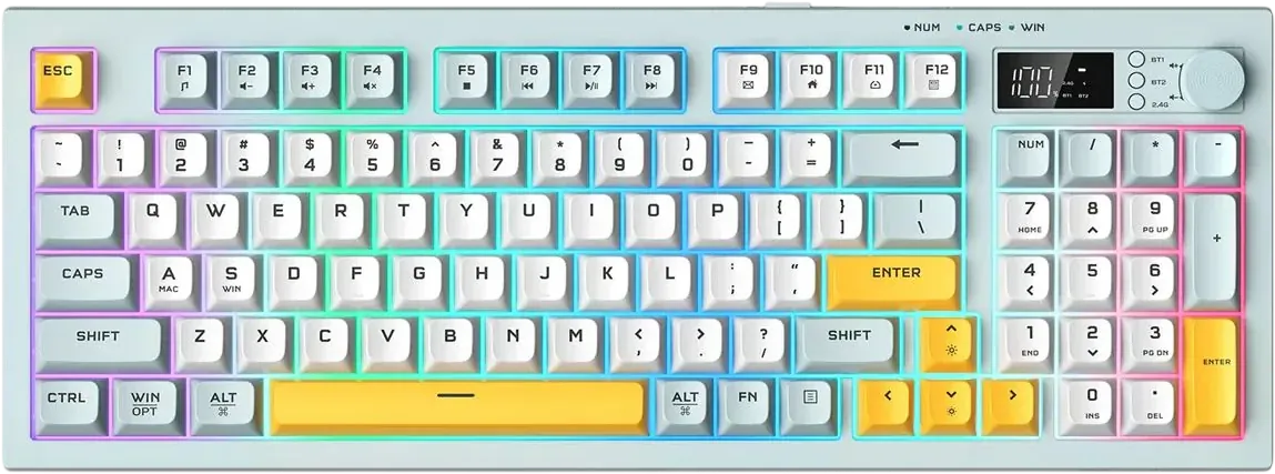 ONIKUMA G80 Tri-Mode RGB Gaming Membrane Keyboard - Grayish Blue  for sale in Egypt from Games2Egypt