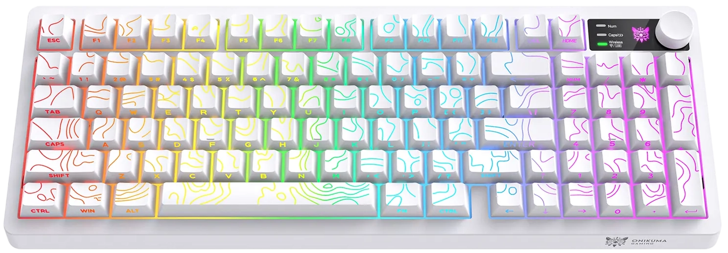 ONIKUMA MT902 Tri-Mode RGB Gaming Membrane Keyboard - White  for sale in Egypt from Games2Egypt