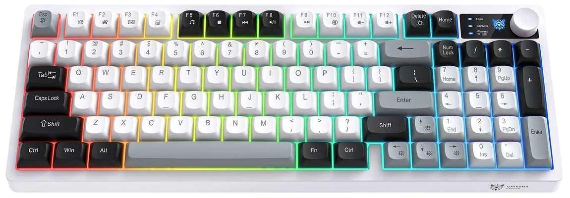 ONIKUMA MT902 Tri-Mode RGB Gaming Membrane Keyboard - White & Black
