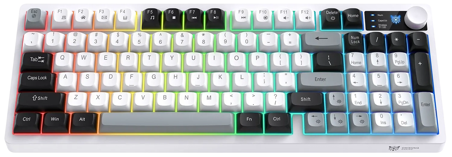 ONIKUMA MT902 Tri-Mode RGB Gaming Membrane Keyboard - White & Black  for sale in Egypt from Games2Egypt