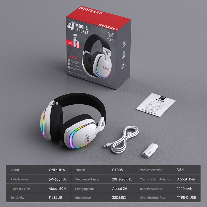 ONIKUMA GT805 4-Mode Gaming Headset - White  for sale in Egypt from Games2Egypt