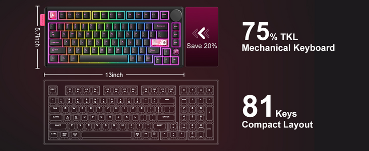 ONIKUMA MT706 Tri-Mode Gasket RGB Gaming Mechanical Keyboard - Black  for sale in Egypt from Games2Egypt