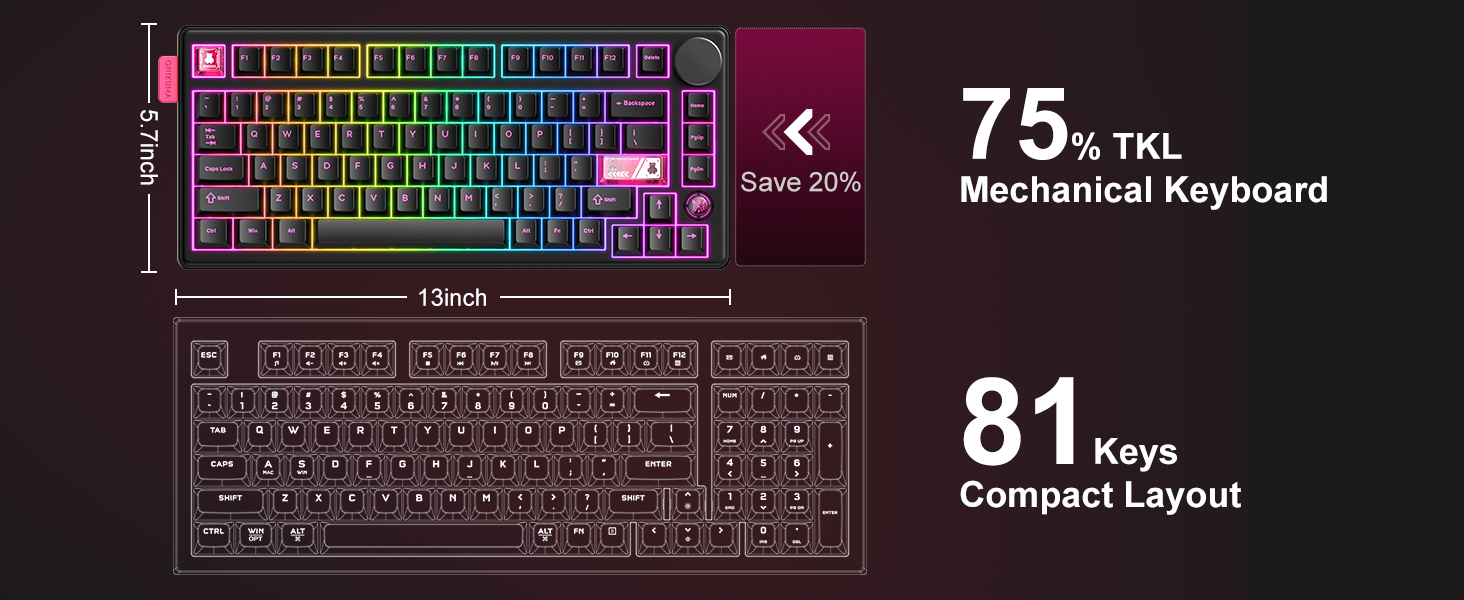 ONIKUMA MT706 Tri-Mode Gasket RGB Gaming Mechanical Keyboard - Black  for sale in Egypt from Games2Egypt