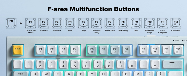 ONIKUMA G80 Tri-Mode RGB Gaming Membrane Keyboard - Grayish Blue  for sale in Egypt from Games2Egypt