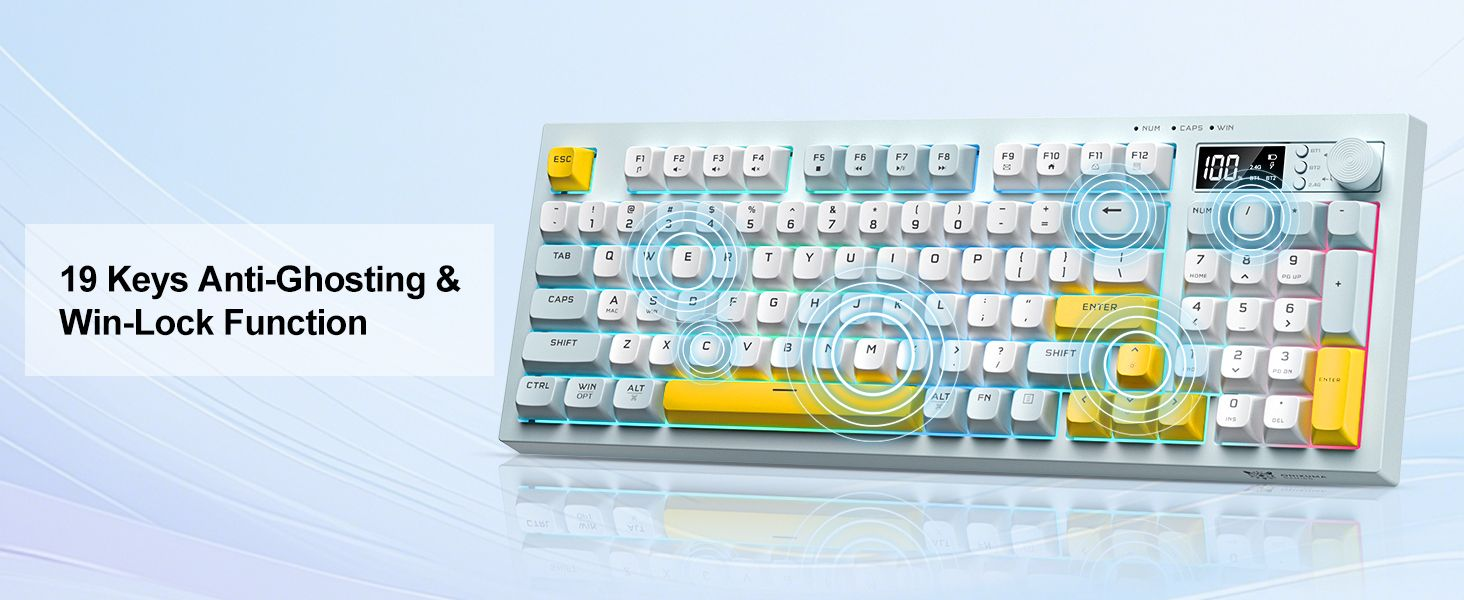 ONIKUMA G80 Tri-Mode RGB Gaming Membrane Keyboard - Grayish Blue  for sale in Egypt from Games2Egypt
