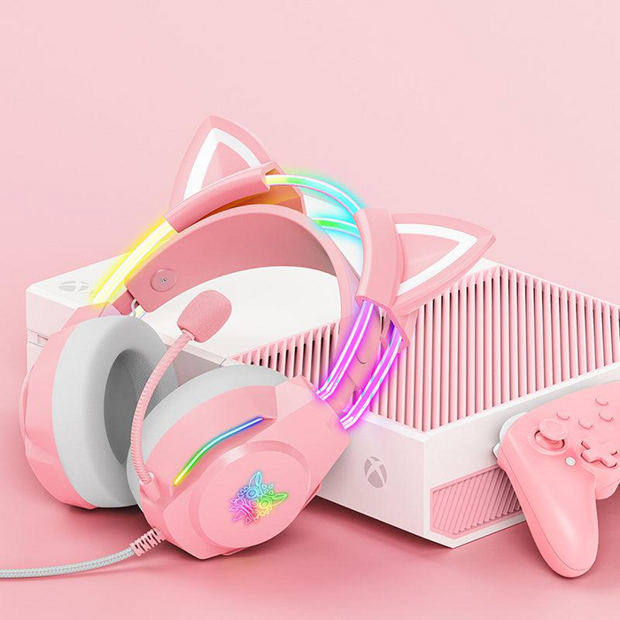 ONIKUMA X26 Cat Ear RGB Wired Gaming Headset - Pink  for sale in Egypt from Games2Egypt