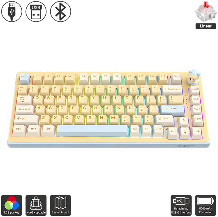 ONIKUMA MT707 Tri-Mode RGB Gaming Mechanical Keyboard - Yellow  for sale in Egypt from Games2Egypt