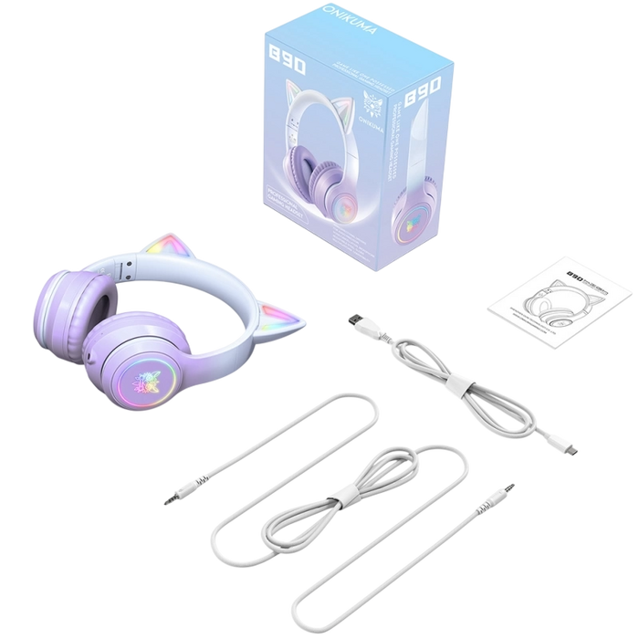 ONIKUMA B90 Cat Ear RGB Wireless Gaming Headset - Purple   for sale in Egypt from Games2Egypt