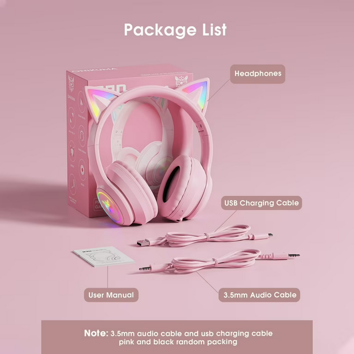 ONIKUMA B90 Cat Ear RGB Wireless Gaming Headset - Pink  for sale in Egypt from Games2Egypt