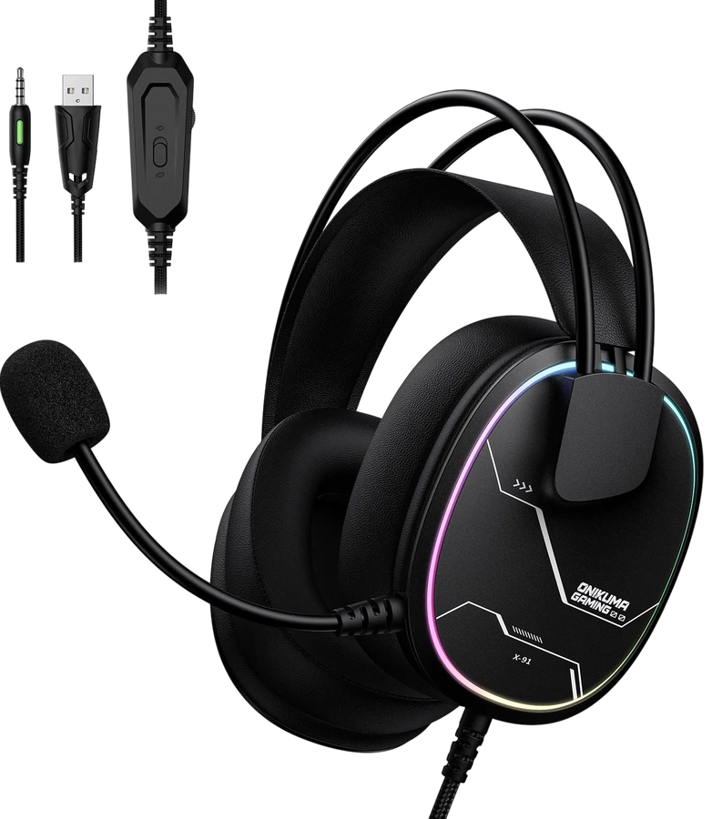 ONIKUMA X91 RGB Wired Gaming Headset - Black