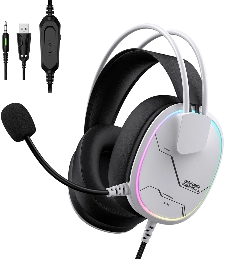ONIKUMA X91 RGB Wired Gaming Headset - White