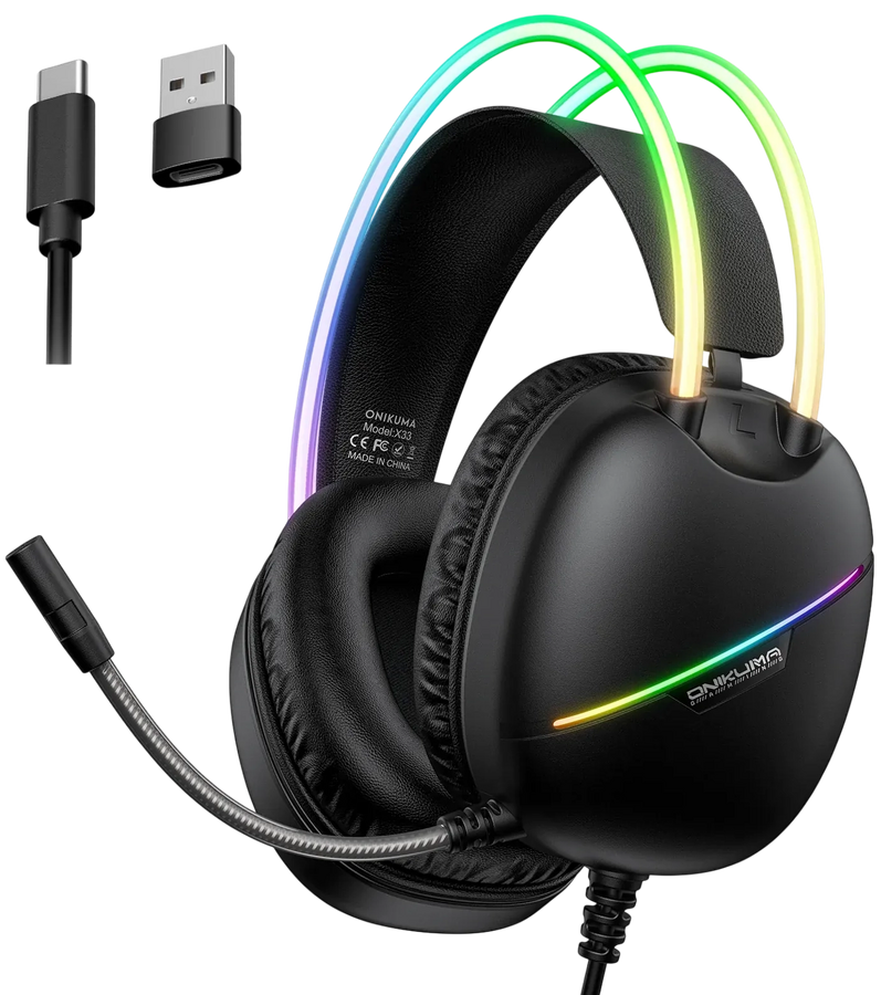 ONIKUMA X33 RGB Wired Gaming Headset - Black