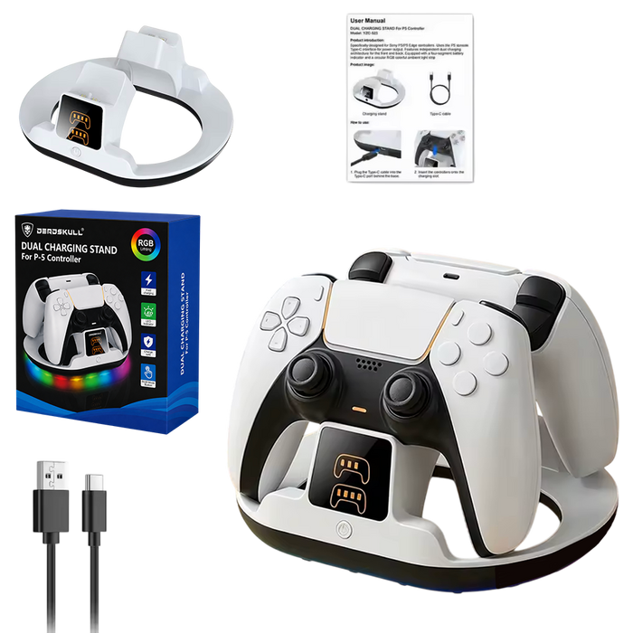Deadskull Dual Charging Stand for PS5 RGB Dock Station - White  for sale in Egypt from Games2Egypt