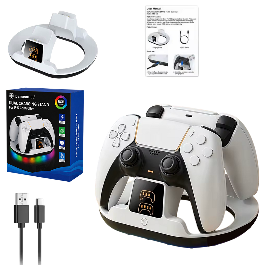 Deadskull Dual Charging Stand for PS5 RGB Dock Station - White – image 4