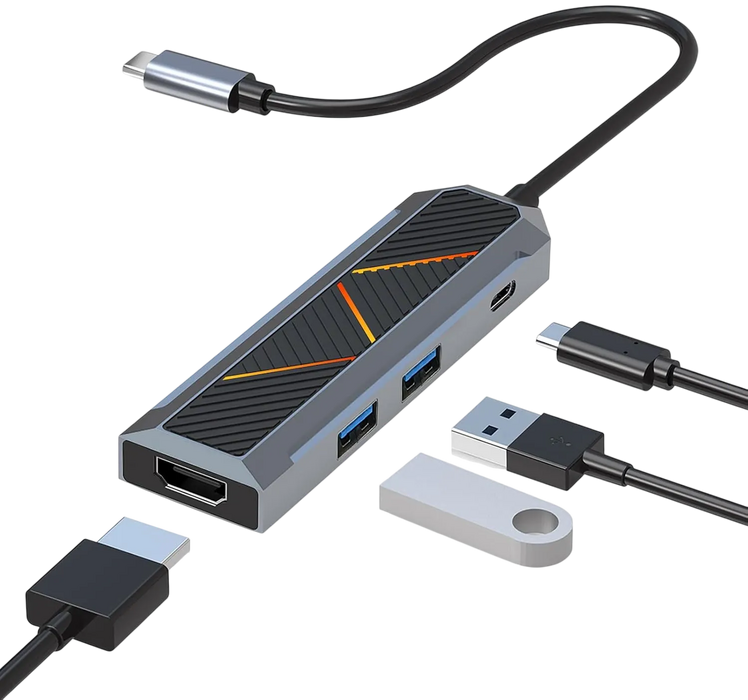 Redragon UCA-4 RGB USB-C Hub 4-in-1 4K@60HZ HDMI 100W PD  for sale in Egypt from Games2Egypt