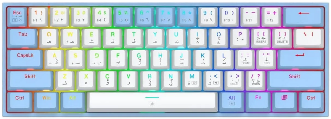 Redragon K617 Fizz Wired Mechanical RGB Gaming Keyboard - White/blue