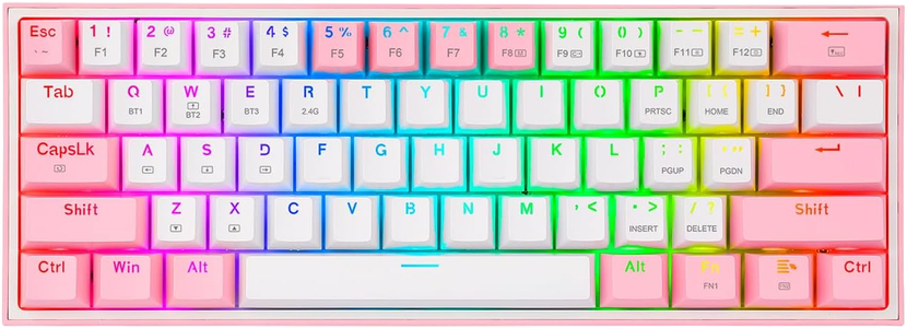 كيبورد ريدراجون K616 Fizz Pro ميكانيكي لاسلكي RGB للألعاب - أبيض/وردي -  للبيع في مصر من خلال Games2Egypt