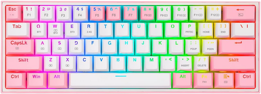 Redragon K616 Fizz Pro Wireless Mechanical RGB Gaming Keyboard - White/Pink