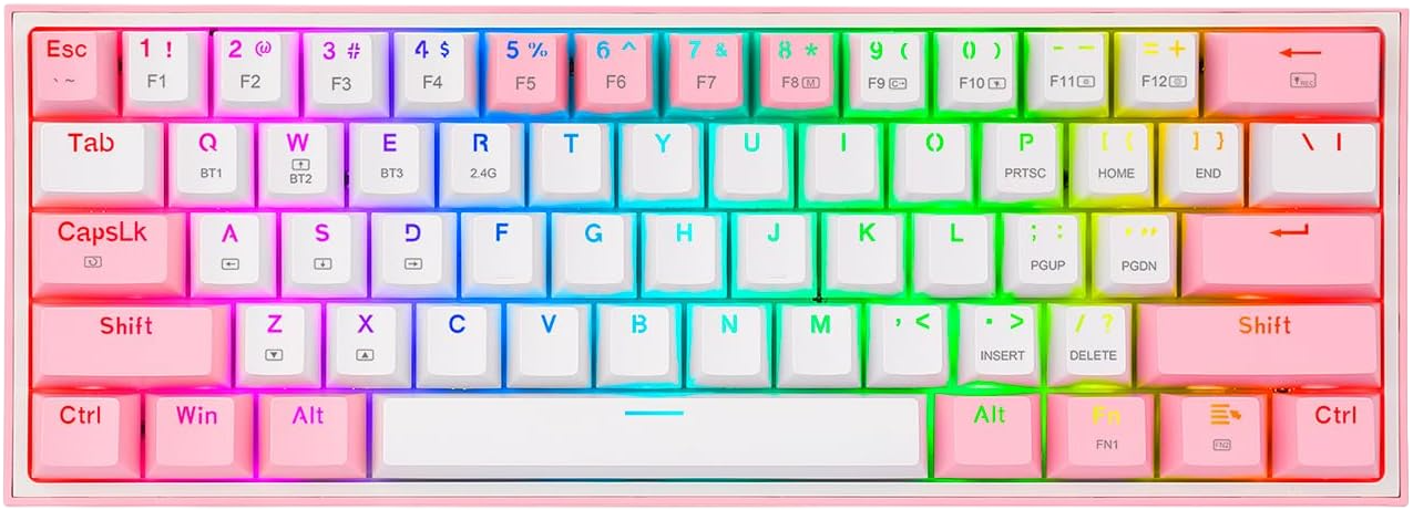 Redragon K616 Fizz Pro Wireless Mechanical RGB Gaming Keyboard - White/Pink  for sale in Egypt from Games2Egypt