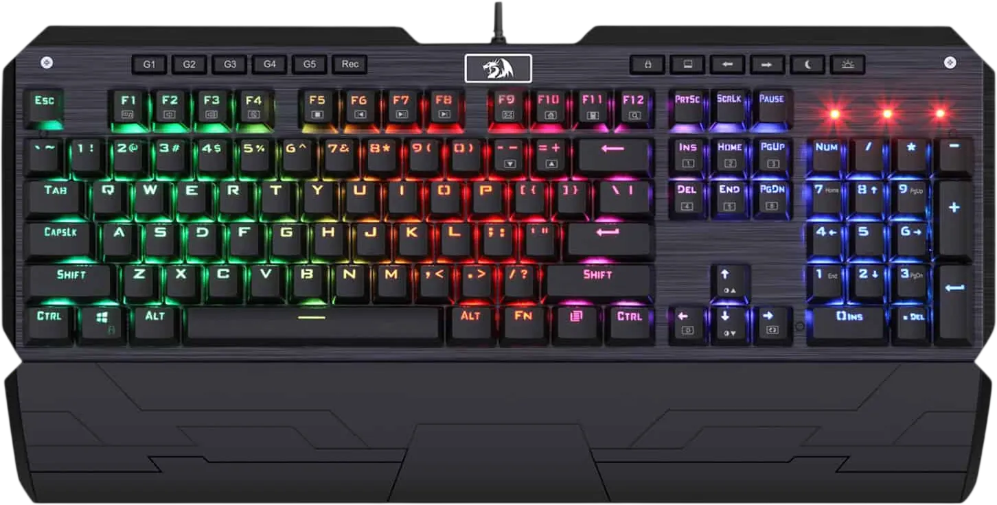 ريدراجون K555-R ميكانيكية سلكية للألعاب، بإضاءة قوس قزح - أسود
