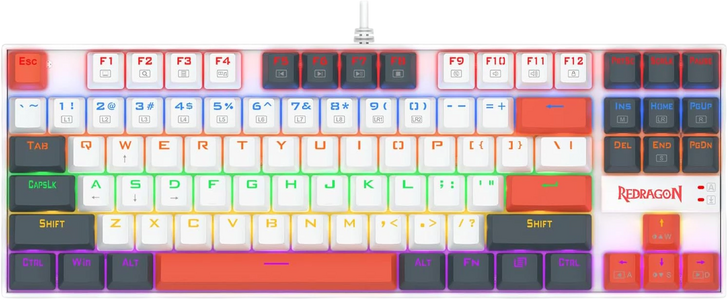 Redragon k552 WLR-R Kumara Mechanical Wired Gaming Keyboard Red Switch - White/Black  for sale in Egypt from Games2Egypt