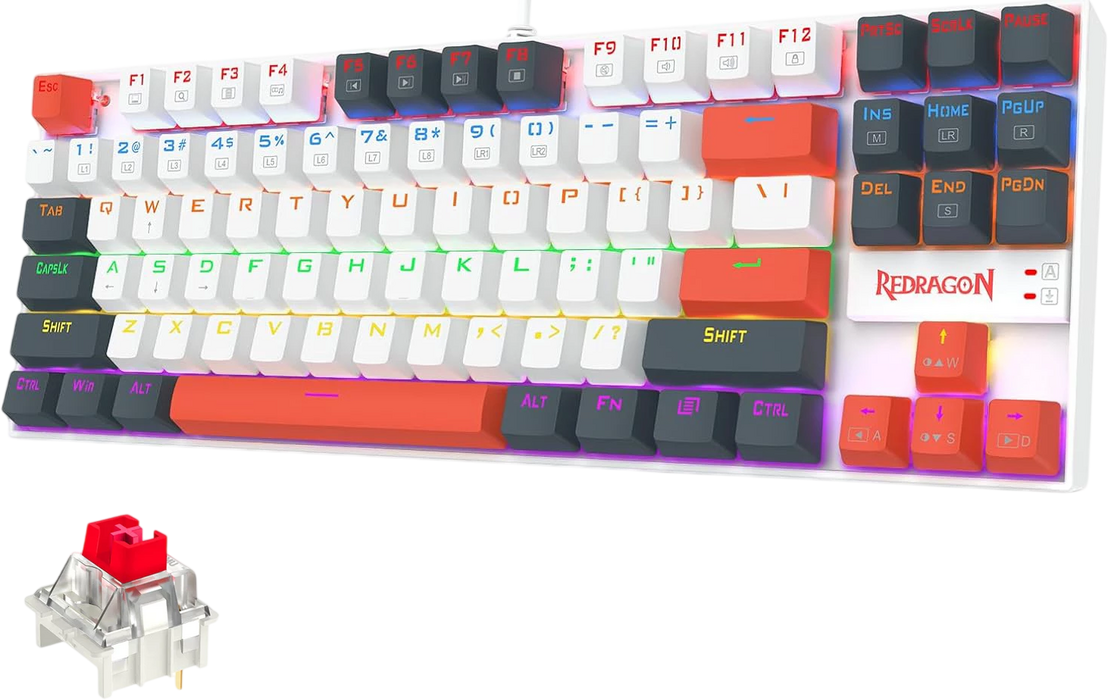 Redragon k552 WLR-R Kumara Mechanical Wired Gaming Keyboard Red Switch - White/Black  for sale in Egypt from Games2Egypt