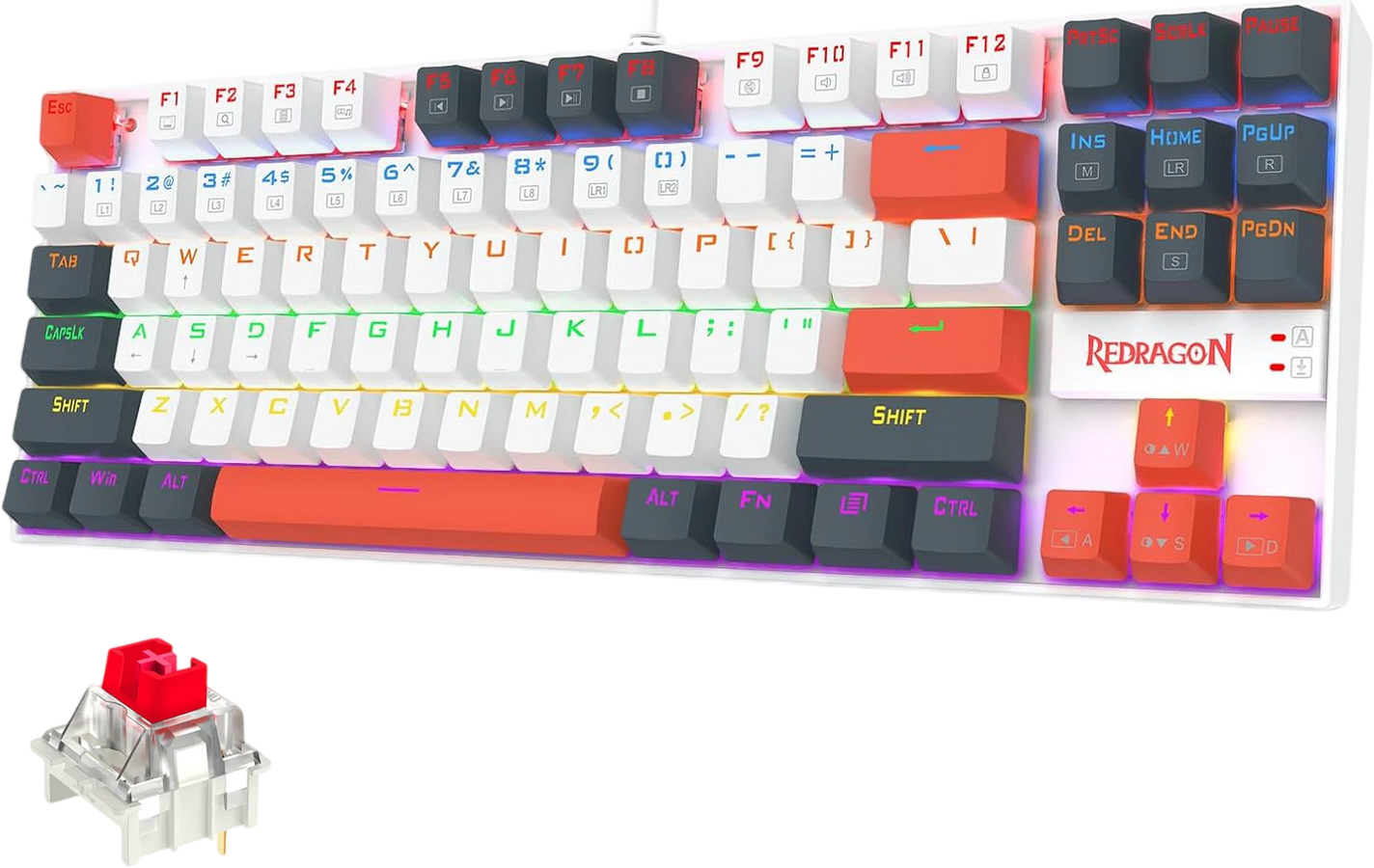 Redragon k552 WLR-R Kumara Mechanical Wired Gaming Keyboard Red Switch - White/Black – image 2