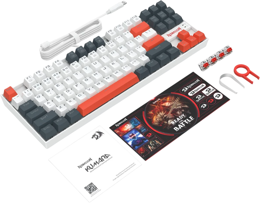Redragon k552 WLR-R Kumara Mechanical Wired Gaming Keyboard Red Switch - White/Black  for sale in Egypt from Games2Egypt