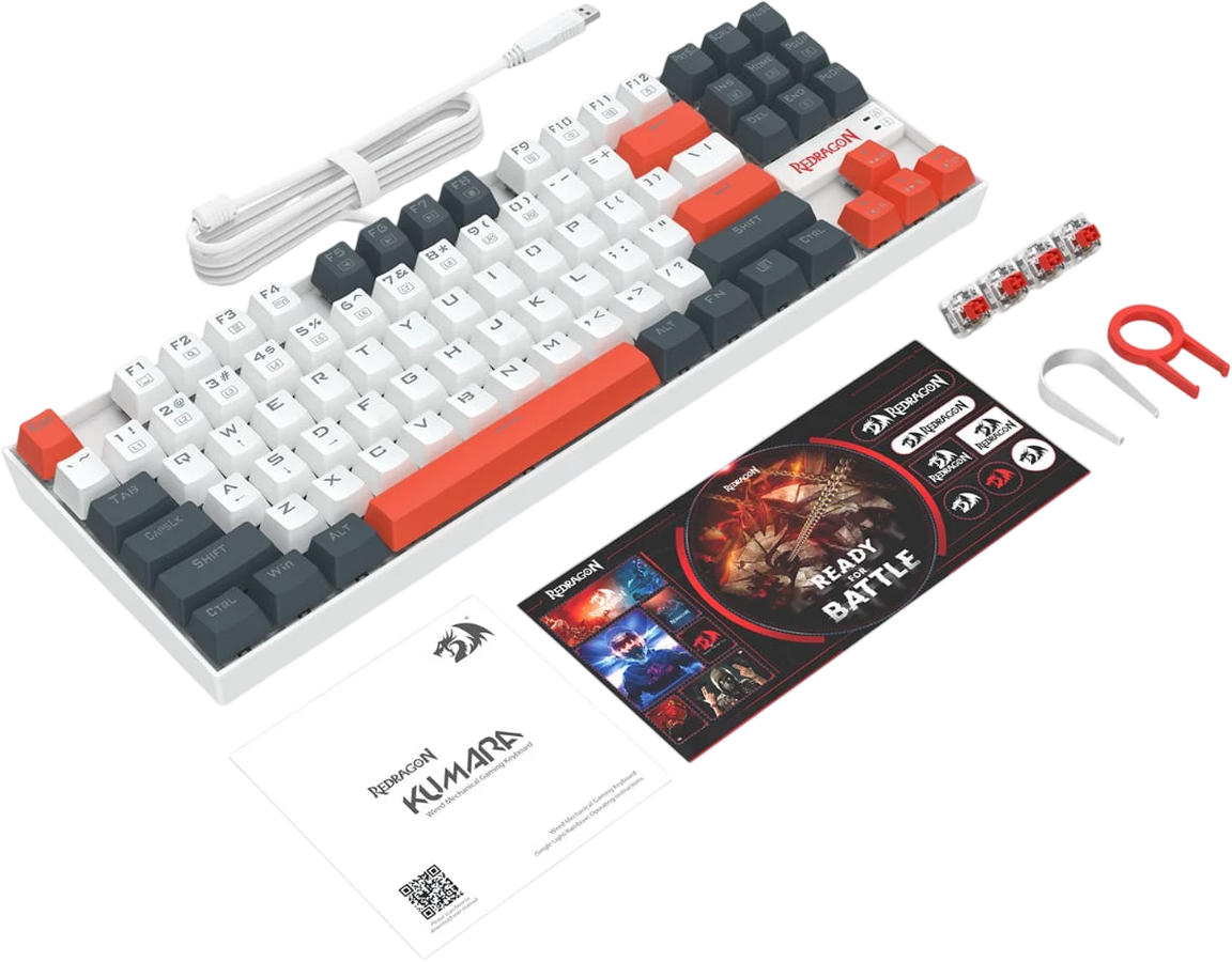 Redragon k552 WLR-R Kumara Mechanical Wired Gaming Keyboard Red Switch - White/Black – image 5