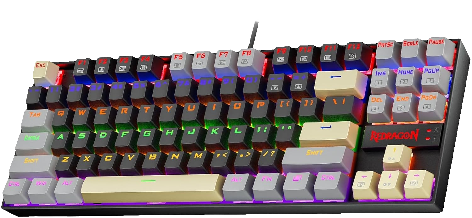 Redragon K552 LGY-R Kumara Rainbow Wired Mechanical Gaming Keyboard Red Switch - Grey/Black  for sale in Egypt from Games2Egypt