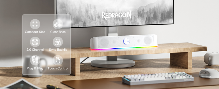 Redragon GS560 ADIEMUS RGB PC Soundbar - White  for sale in Egypt from Games2Egypt
