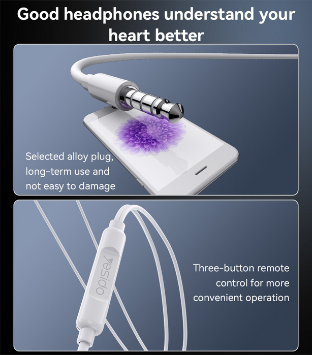 Yesido YH53 Plug Wired Earphone 3.5mm - White  for sale in Egypt from Games2Egypt