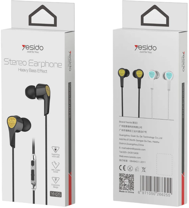 Yesido YH25 3.5mm in-ear Stereo Wired Earphone  for sale in Egypt from Games2Egypt