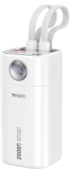 Yesido YP86 20000mAh Power Bank 22.5W Fast Charging with Built-in Cables  for sale in Egypt from Games2Egypt