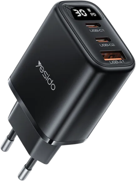 Yesido YC69 PD 30W Fast Charging 2 TC & USB Smart Display EU Plug  for sale in Egypt from Games2Egypt