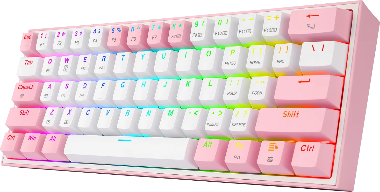 كيبورد ريدراجون K616 Fizz Pro ميكانيكي لاسلكي RGB للألعاب - أبيض/وردي – صورة 2