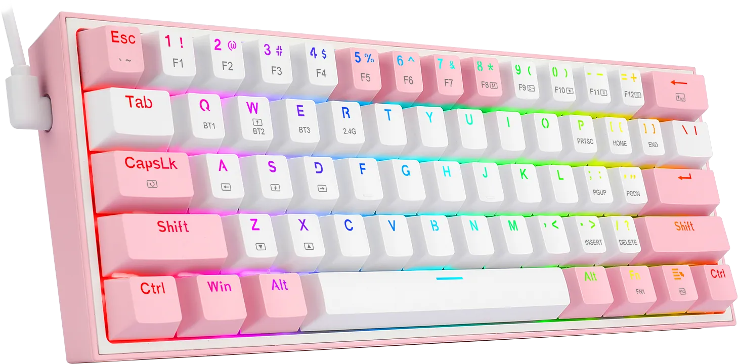 كيبورد ريدراجون K616 Fizz Pro ميكانيكي لاسلكي RGB للألعاب - أبيض/وردي – صورة 4
